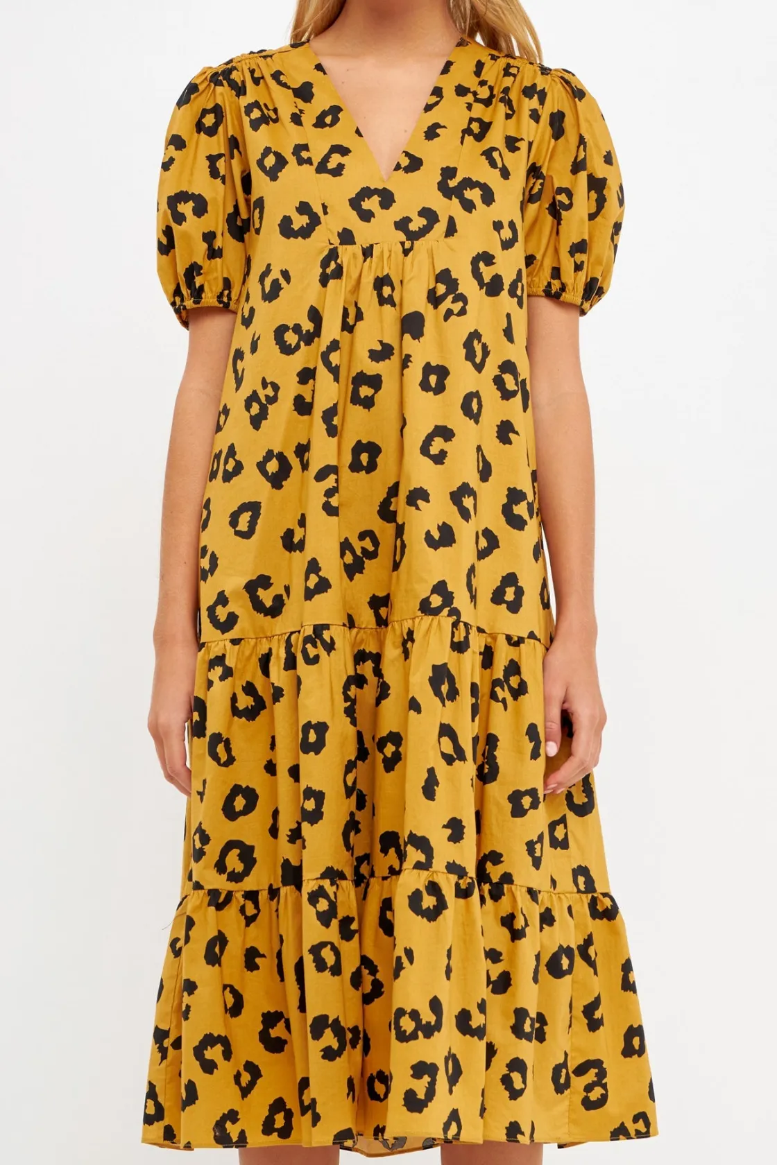english_factory__animal_p_0-3.webp ENGLISH FACTORY Puff Sleeve | Tops*- Animal Print Midi Dress LEOPARD