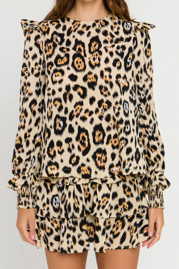 ENGLISH FACTORY Tops*- Animal Print Blouse MULTI