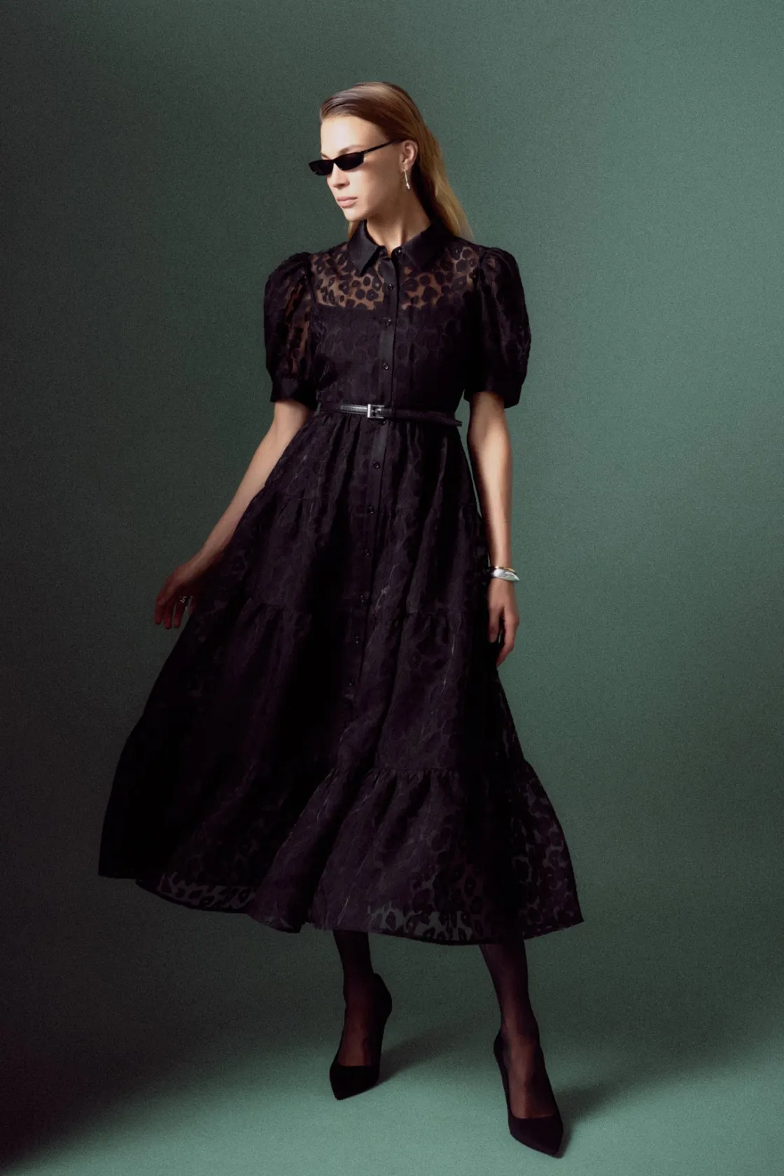 english_factory__animal_p_3-2.webp ENGLISH FACTORY Organza | Tops*- Animal Print Button Up Maxi Dress BLACK