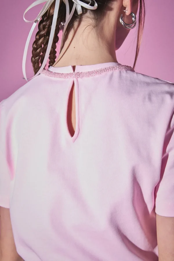 ENGLISH FACTORY Tops*- Annabelle Beaded Bow Tee
