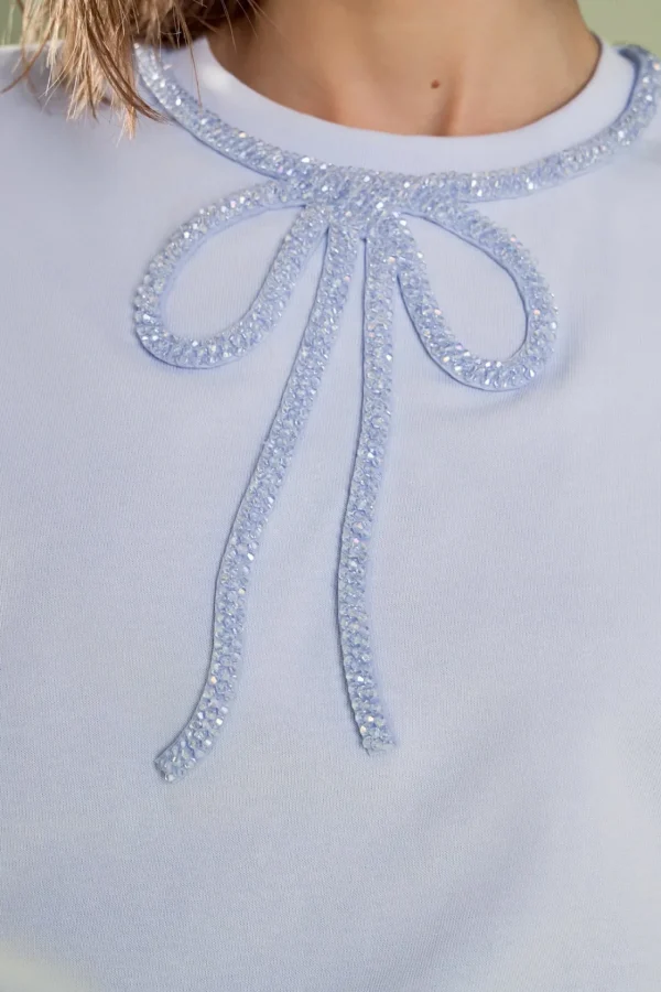 ENGLISH FACTORY Tops*- Annabelle Beaded Bow Tee