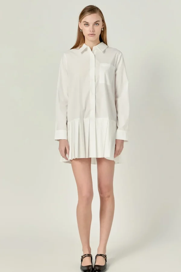 ENGLISH FACTORY White Dresses | Tops*- Anne Colorblocked Shirt Dress WHITE