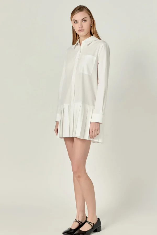 ENGLISH FACTORY White Dresses | Tops*- Anne Colorblocked Shirt Dress WHITE