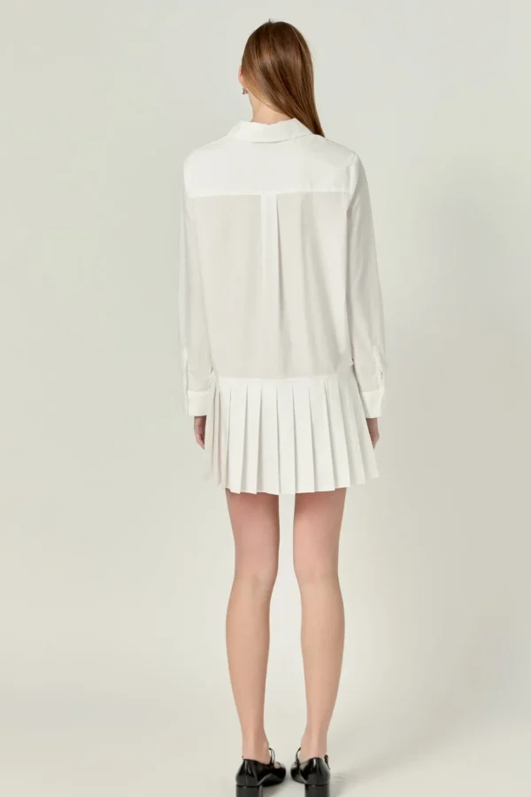 ENGLISH FACTORY White Dresses | Tops*- Anne Colorblocked Shirt Dress WHITE