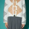 ENGLISH FACTORY Sweaters & Knits | Matching Sets*- Argyle Cardigan WHITE