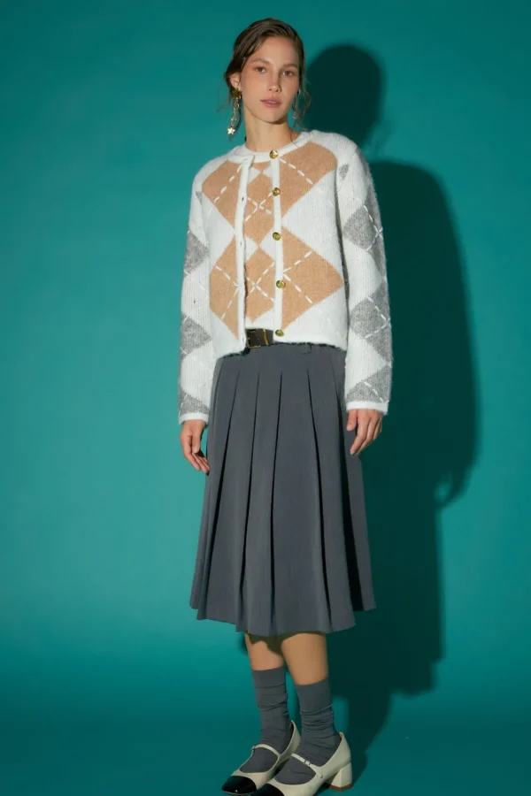 ENGLISH FACTORY Sweaters & Knits | Matching Sets*- Argyle Cardigan WHITE
