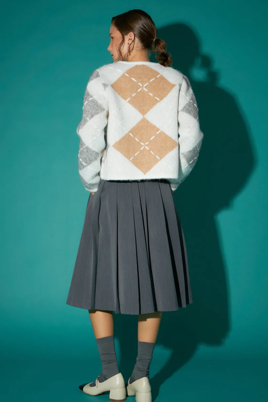 english_factory__argyle_c_2.webp ENGLISH FACTORY Sweaters & Knits | Matching Sets*- Argyle Cardigan WHITE