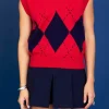 ENGLISH FACTORY Tops*- Argyle Knit V-Neck Vest