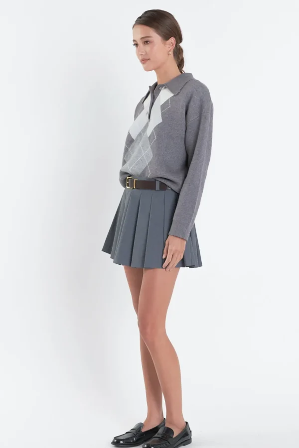 ENGLISH FACTORY Sweaters & Knits*- Argyle Knit Sweater GREY