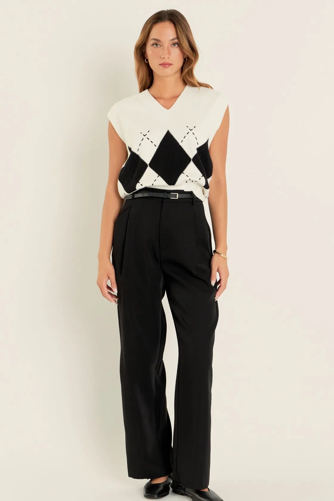 english_factory__argyle_k_4.webp ENGLISH FACTORY Tops*- Argyle Knit V-Neck Vest