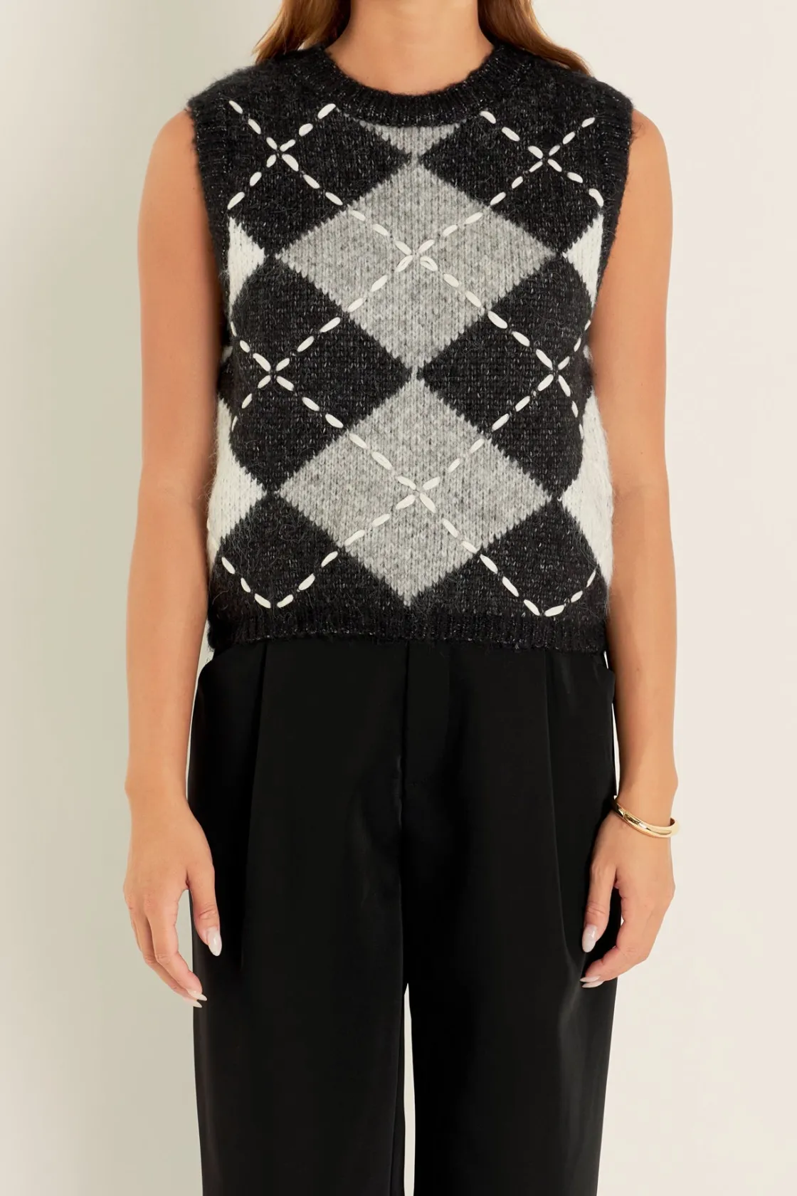 english_factory__argyle_k_5-1.webp ENGLISH FACTORY Matching Sets | Tops*- Argyle Knit Vest