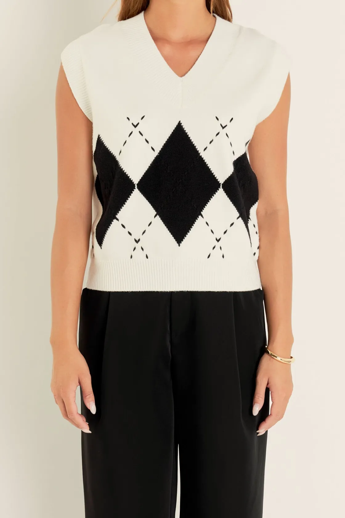 english_factory__argyle_k_5.webp ENGLISH FACTORY Tops*- Argyle Knit V-Neck Vest