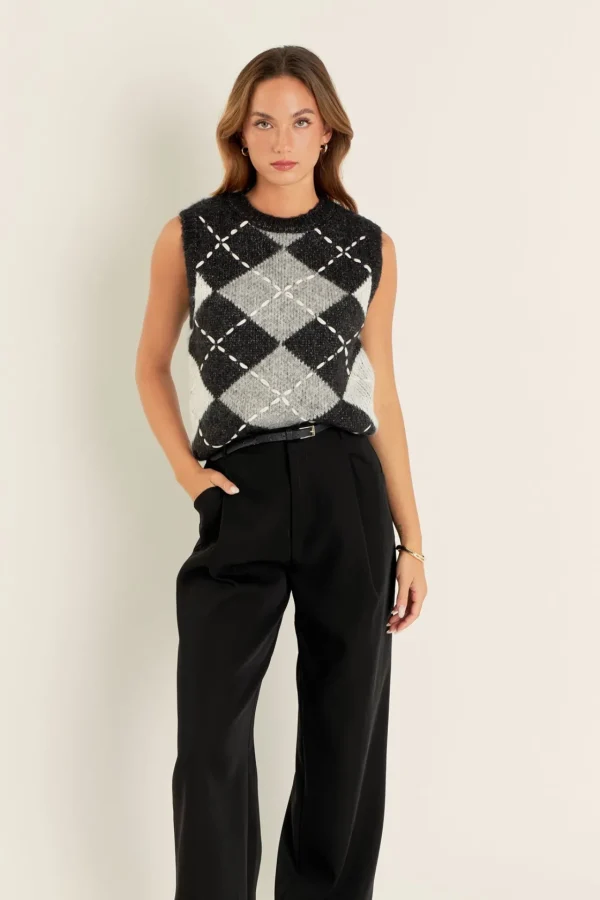 ENGLISH FACTORY Matching Sets | Tops*- Argyle Knit Vest