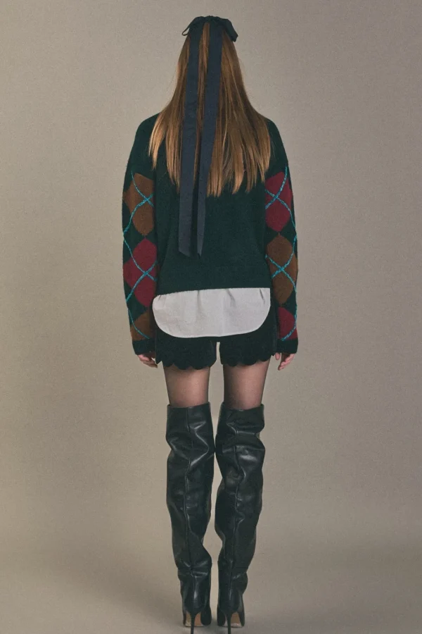 ENGLISH FACTORY Sweaters & Knits | Tops*- Argyle Sweater DARKGREENMULTI