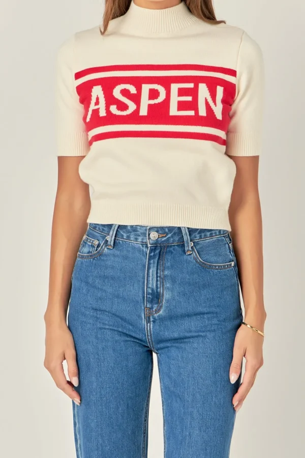 ENGLISH FACTORY Sweaters & Knits | Tops*- Aspen Sweater CREAM/RED