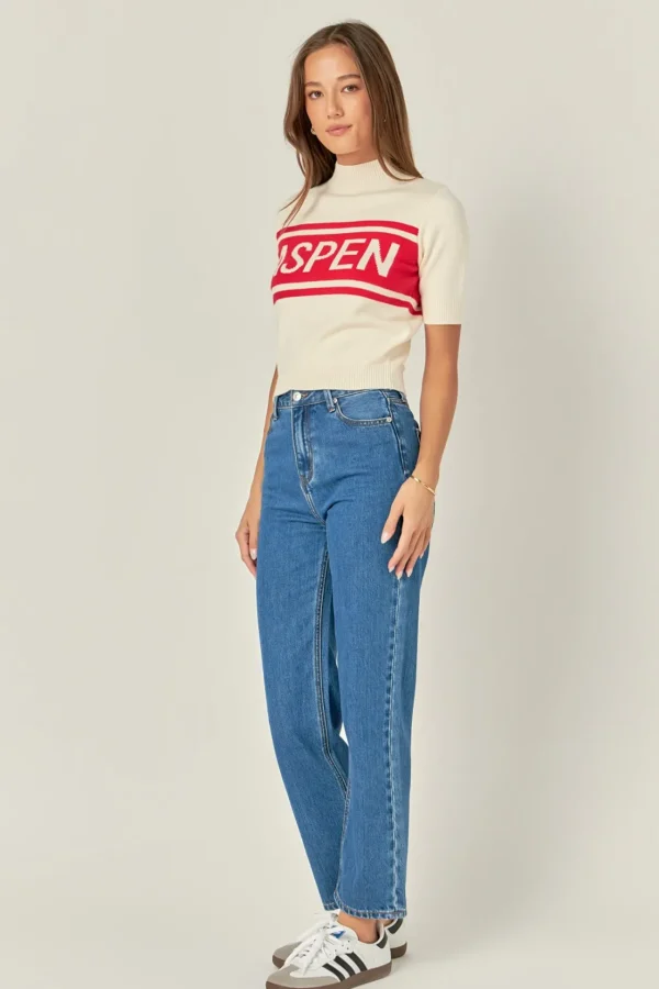 ENGLISH FACTORY Sweaters & Knits | Tops*- Aspen Sweater CREAM/RED