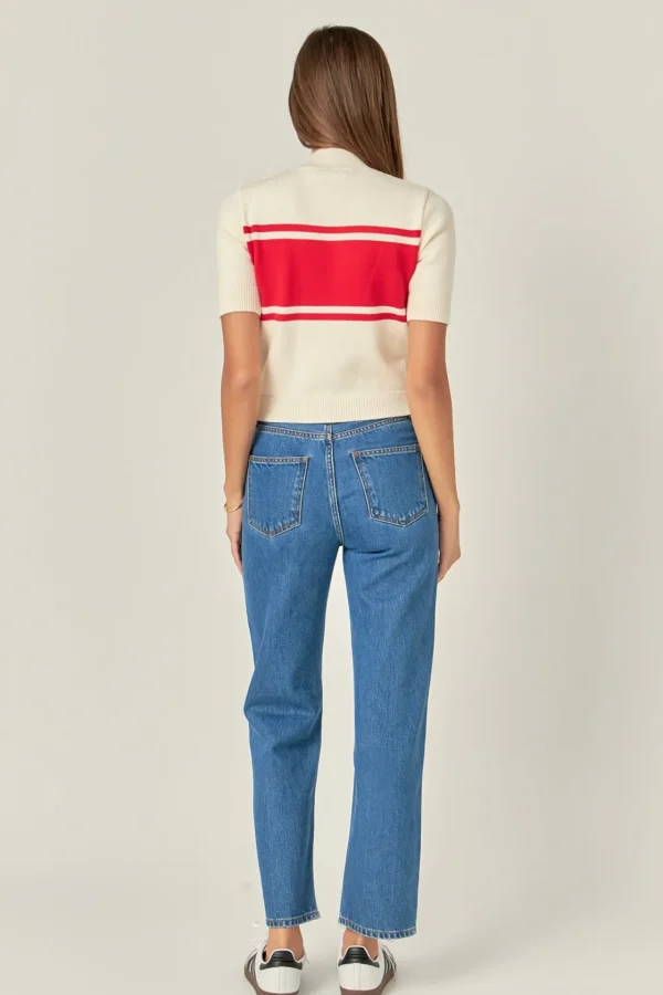 ENGLISH FACTORY Sweaters & Knits | Tops*- Aspen Sweater CREAM/RED