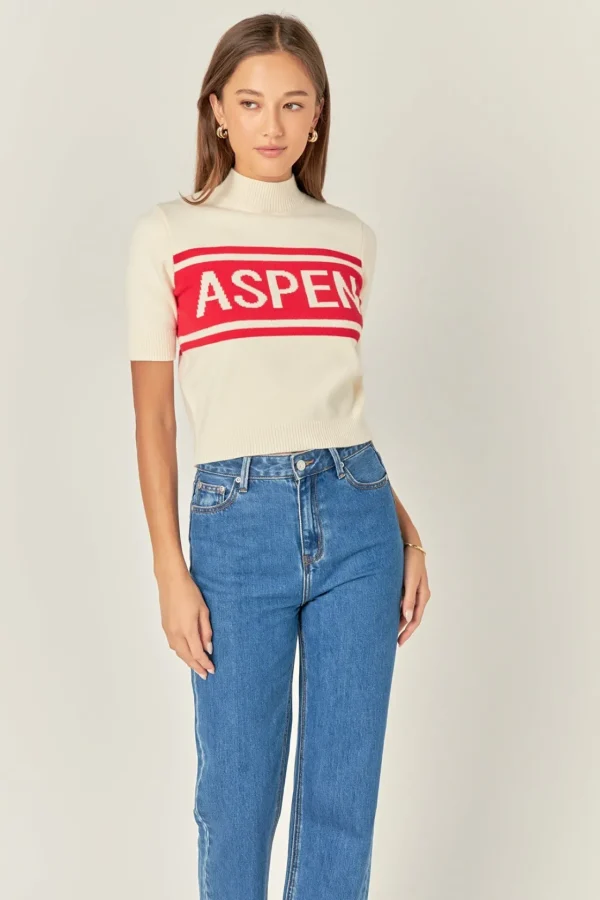 ENGLISH FACTORY Sweaters & Knits | Tops*- Aspen Sweater CREAM/RED