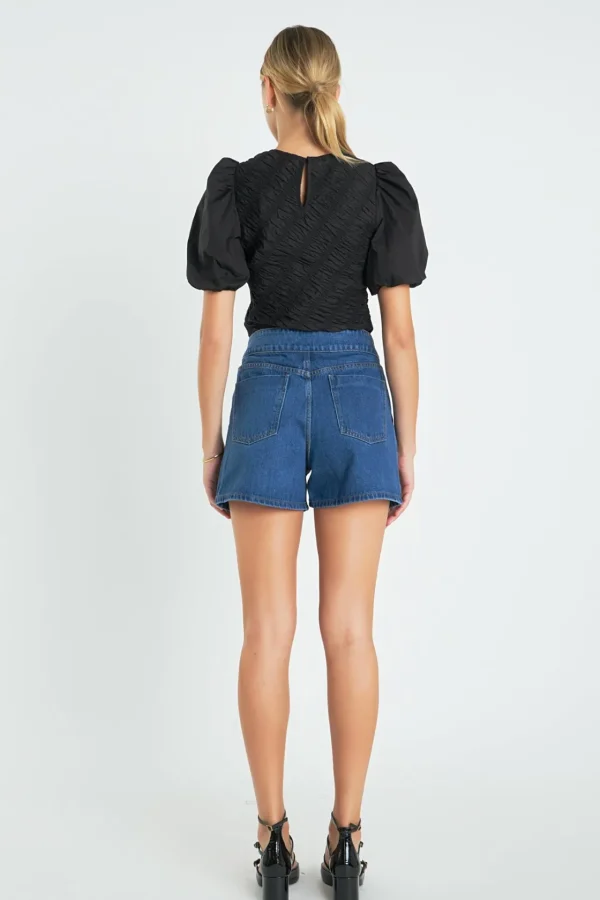 ENGLISH FACTORY Tops*- Asymmetrical Smocked Top