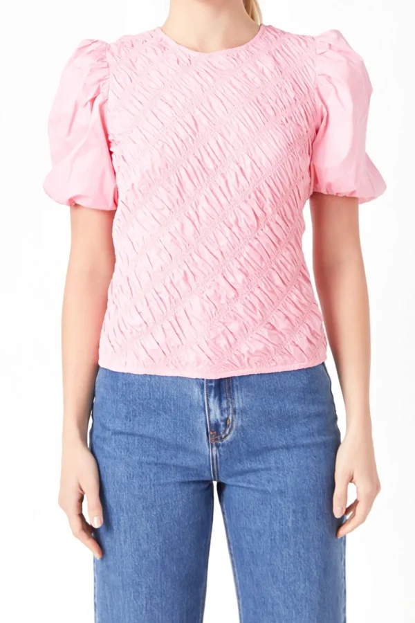 ENGLISH FACTORY Tops*- Asymmetrical Smocked Top