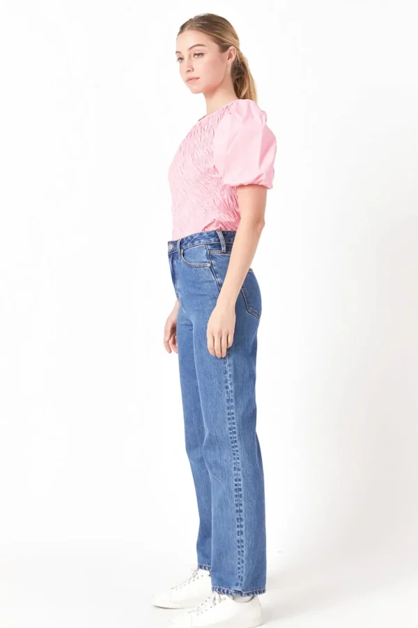 ENGLISH FACTORY Tops*- Asymmetrical Smocked Top