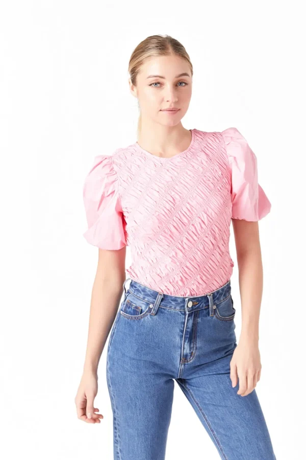 ENGLISH FACTORY Tops*- Asymmetrical Smocked Top