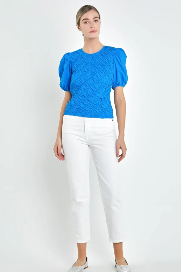 ENGLISH FACTORY Tops*- Asymmetrical Smocked Top