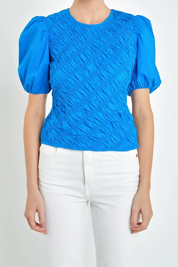 ENGLISH FACTORY Tops*- Asymmetrical Smocked Top