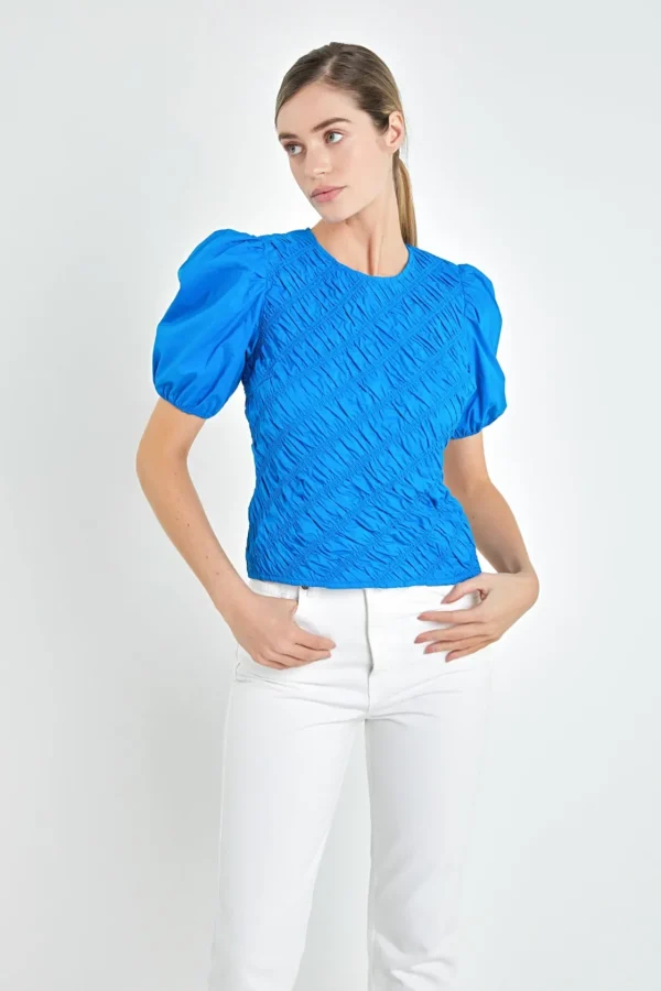 ENGLISH FACTORY Tops*- Asymmetrical Smocked Top