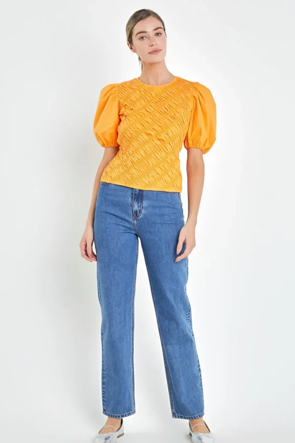 ENGLISH FACTORY Tops*- Asymmetrical Smocked Top