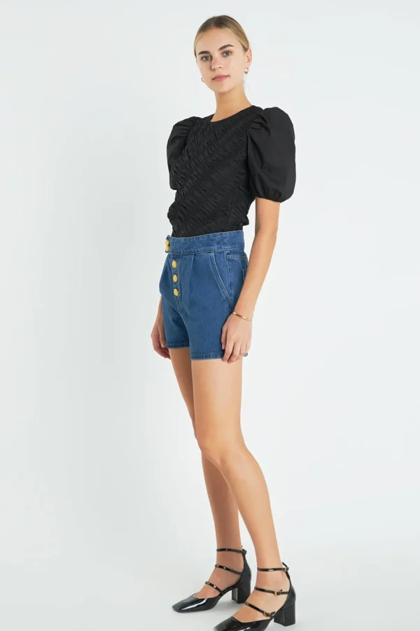 ENGLISH FACTORY Tops*- Asymmetrical Smocked Top