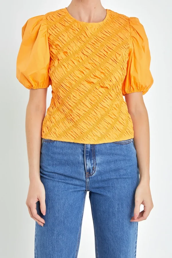ENGLISH FACTORY Tops*- Asymmetrical Smocked Top