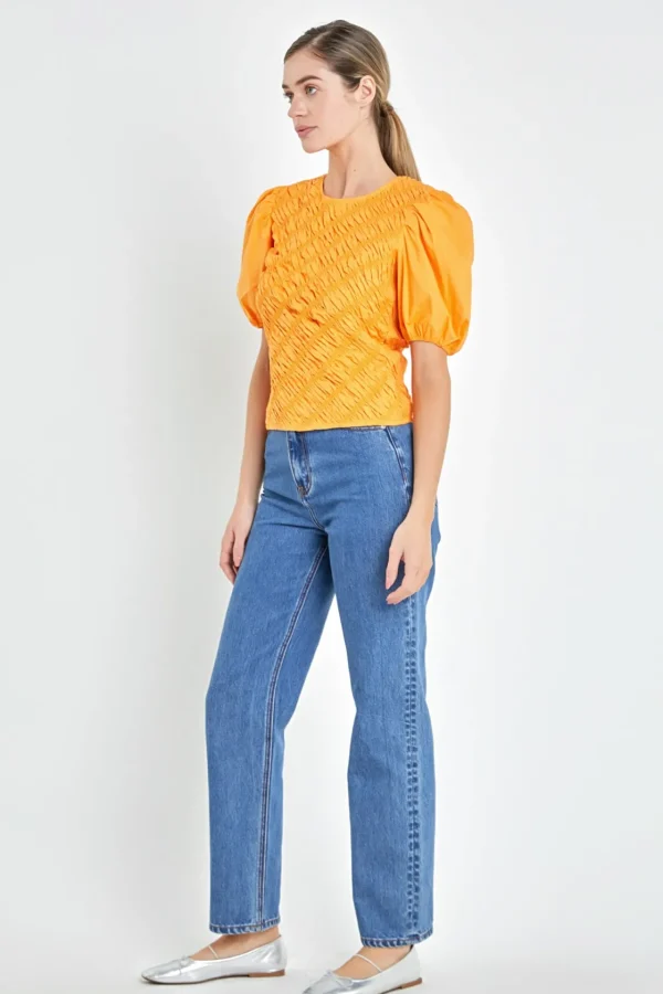 ENGLISH FACTORY Tops*- Asymmetrical Smocked Top