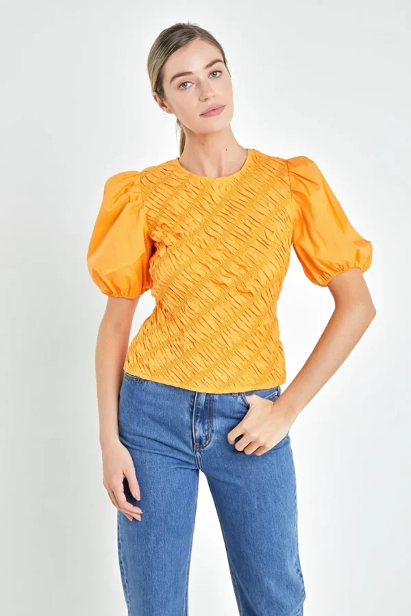 ENGLISH FACTORY Tops*- Asymmetrical Smocked Top