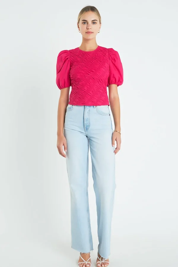 ENGLISH FACTORY Tops*- Asymmetrical Smocked Top