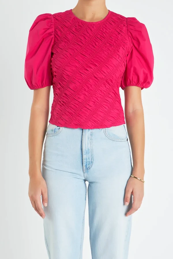 ENGLISH FACTORY Tops*- Asymmetrical Smocked Top