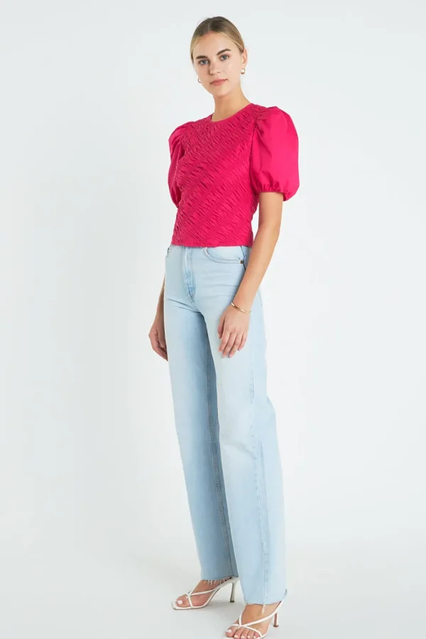 ENGLISH FACTORY Tops*- Asymmetrical Smocked Top