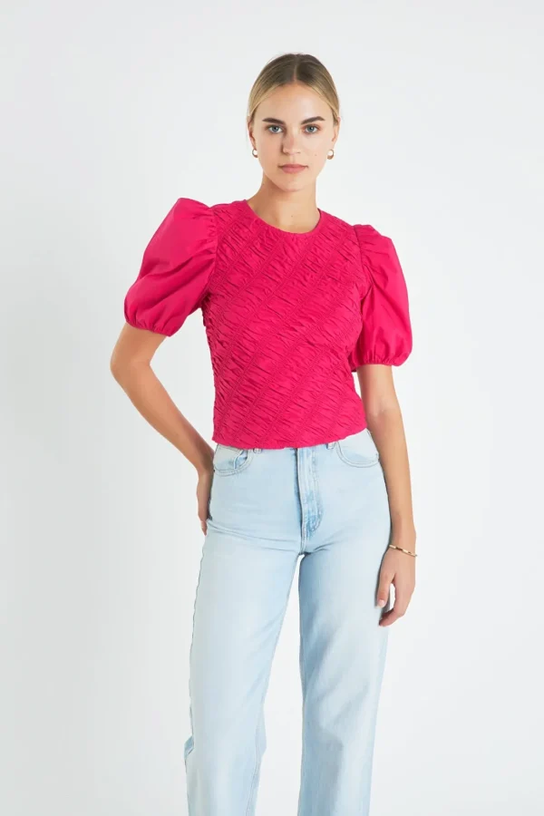 ENGLISH FACTORY Tops*- Asymmetrical Smocked Top