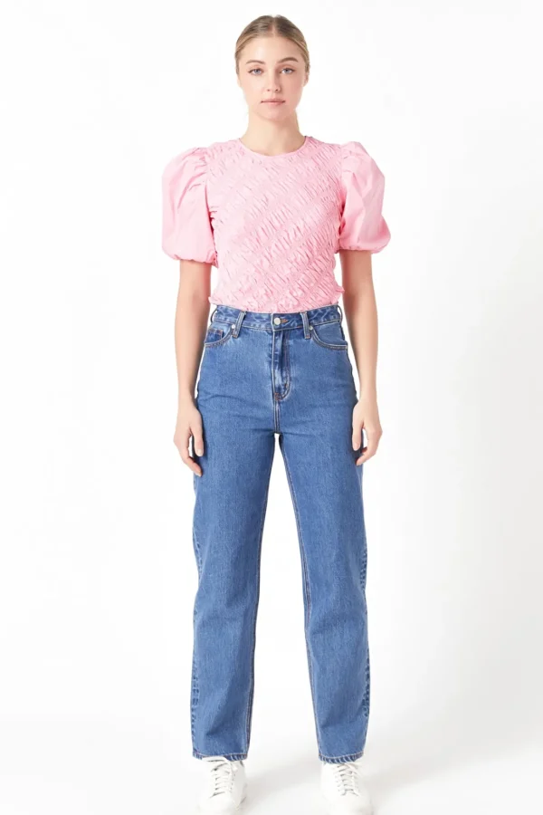 ENGLISH FACTORY Tops*- Asymmetrical Smocked Top