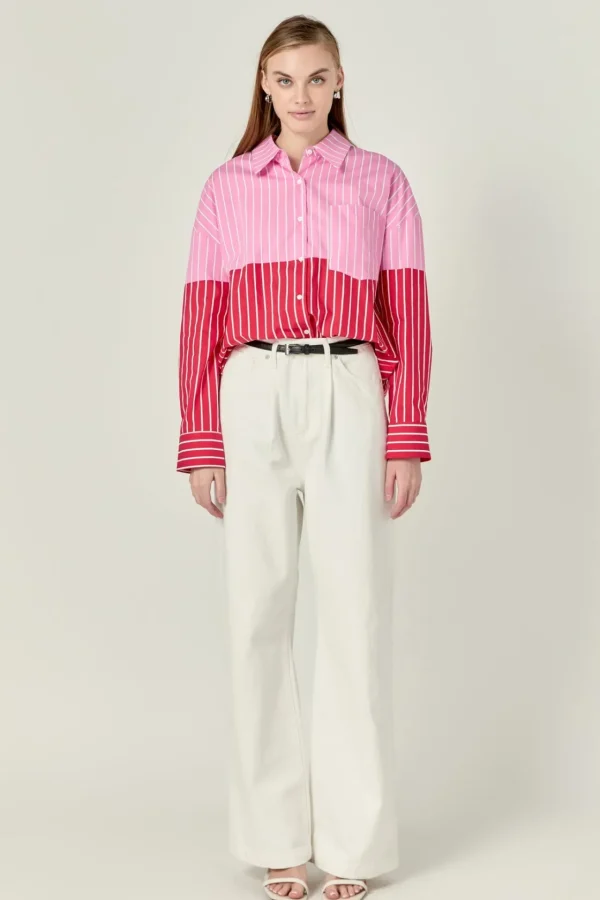 ENGLISH FACTORY Shirts & Blouses | Tops*- Aubrey Colorblock Stripe Shirt
