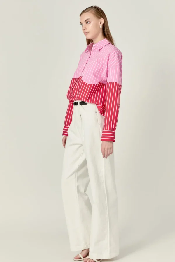 ENGLISH FACTORY Shirts & Blouses | Tops*- Aubrey Colorblock Stripe Shirt