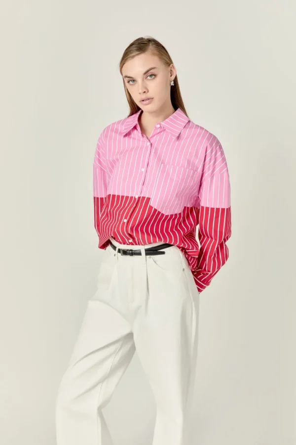 ENGLISH FACTORY Shirts & Blouses | Tops*- Aubrey Colorblock Stripe Shirt