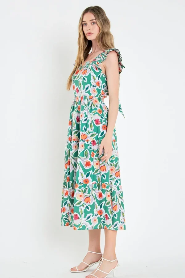 ENGLISH FACTORY Floral Dresses | Tops*- Back Bow Floral Midi Dress MULTI