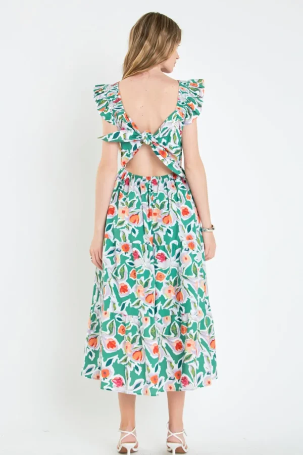 ENGLISH FACTORY Floral Dresses | Tops*- Back Bow Floral Midi Dress MULTI