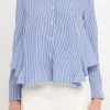 ENGLISH FACTORY Shirts & Blouses | Tops*- Back Flared Stripe Shirt MARINABLUE