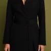 ENGLISH FACTORY Blazers*- Back Pleated Blazer Romper BLACK