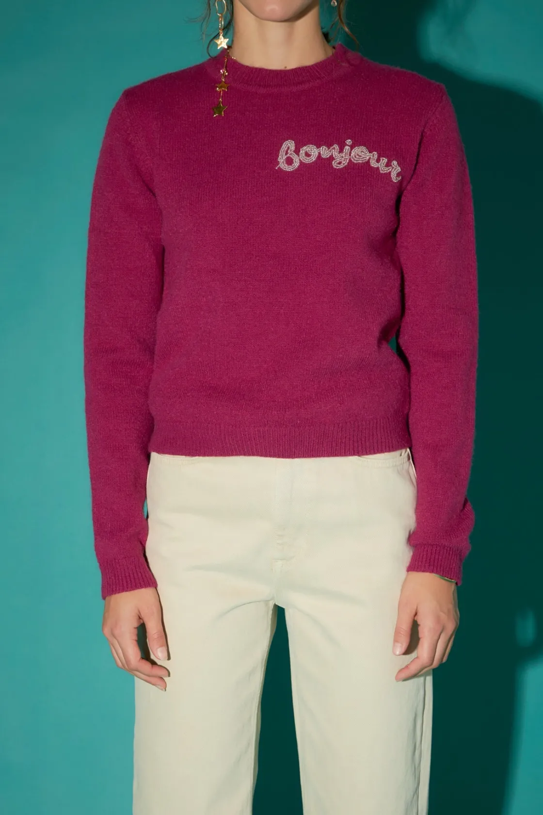 english_factory__bead_let_0.webp ENGLISH FACTORY Sweaters & Knits | Tops*- Bead Letter Knit PLUM