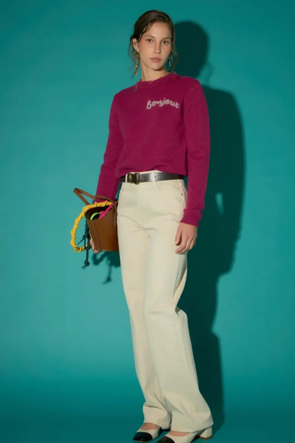ENGLISH FACTORY Sweaters & Knits | Tops*- Bead Letter Knit PLUM