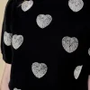 ENGLISH FACTORY Tops*- Beaded Heart Puff Sleeve Knit BLACK