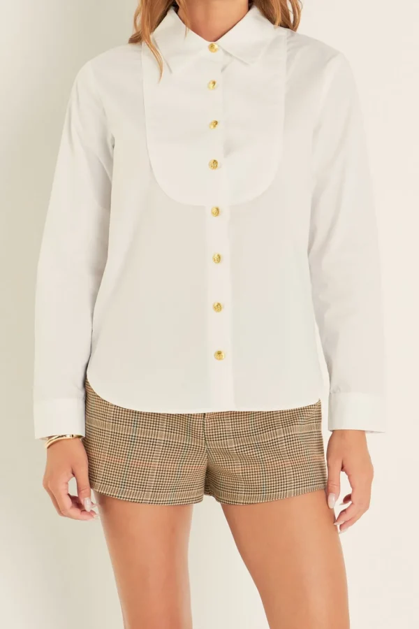 ENGLISH FACTORY Shirts & Blouses | Tops*- Bib Collar Detailed Shirt WHITE